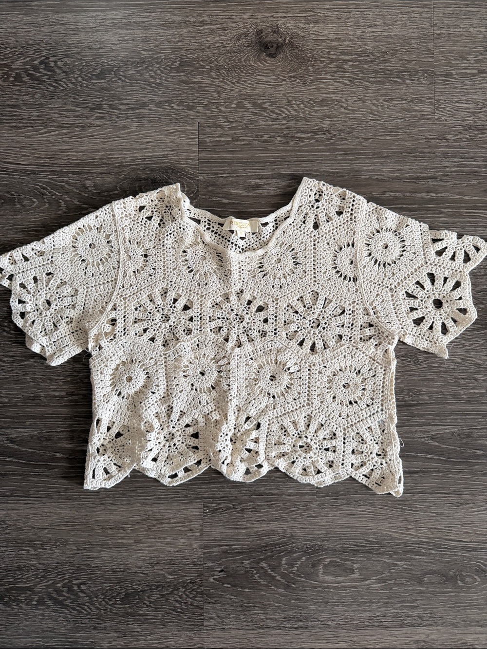 Rebellion Openwork Crochet Crop Top - Cream